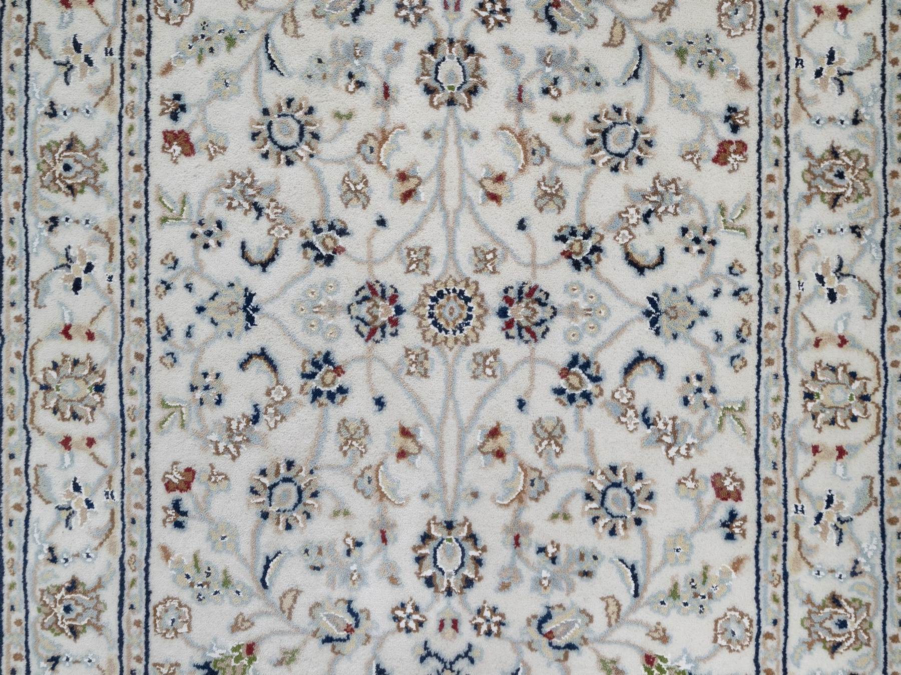 Nain Fine Oriental hand-knotted wool/silk runner in Ivory, 2'9" x 18' — SKU O091647 (view 5)