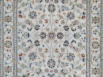 Nain Fine Oriental hand-knotted wool/silk runner in Ivory, 2'9" x 18' — SKU O091647 (view 5)