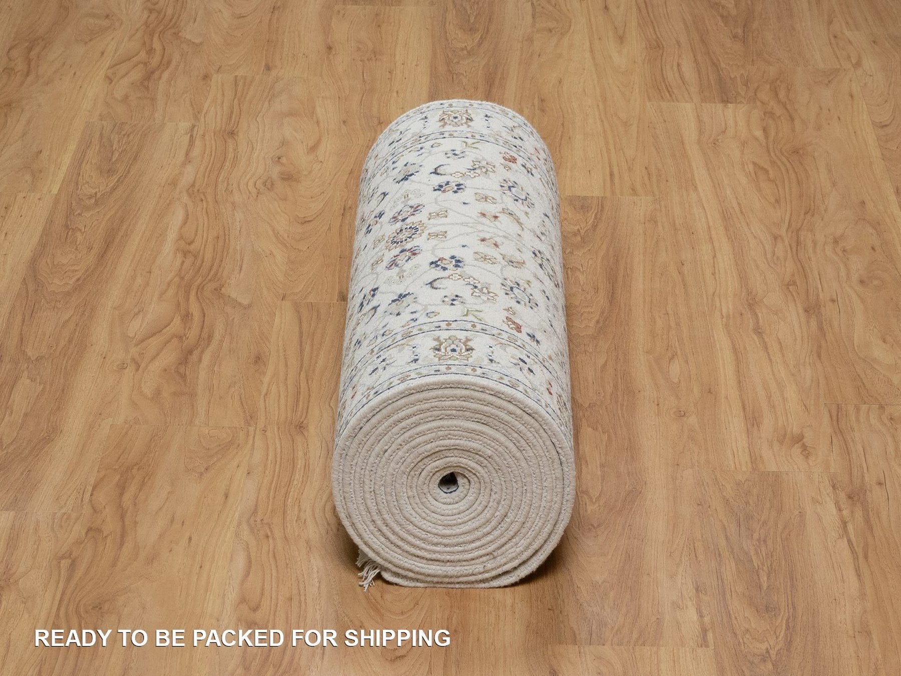 Nain Fine Oriental hand-knotted wool/silk runner in Ivory, 2'9" x 18' — SKU O091647 (view 6)