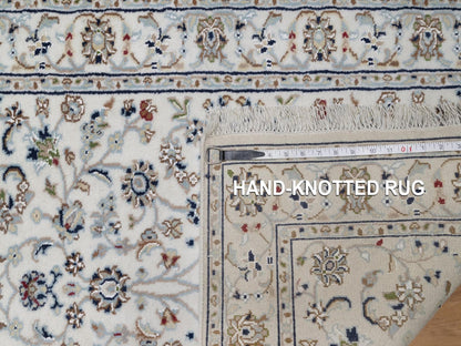 Nain Fine Oriental hand-knotted wool/silk runner in Ivory, 2'9" x 18' — SKU O091647 (view 8)