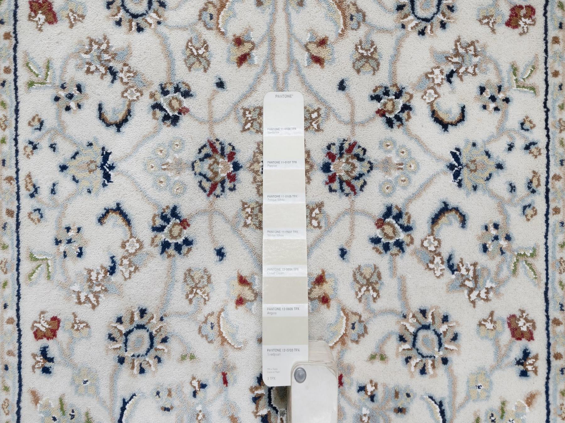 Nain Fine Oriental hand-knotted wool/silk runner in Ivory, 2'9" x 17'11" — SKU O091648 (view 4)