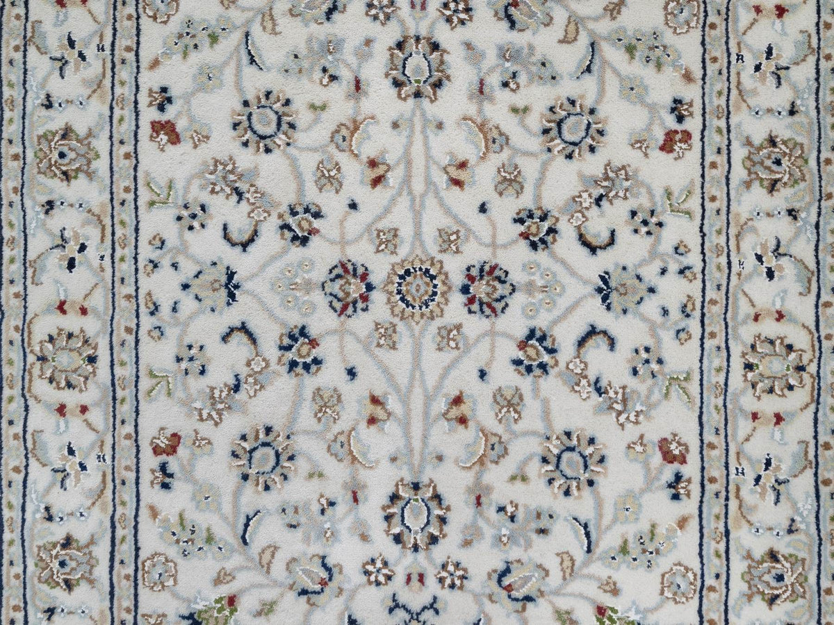 Nain Fine Oriental hand-knotted wool/silk runner in Ivory, 2'9" x 17'11" — SKU O091648 (view 5)