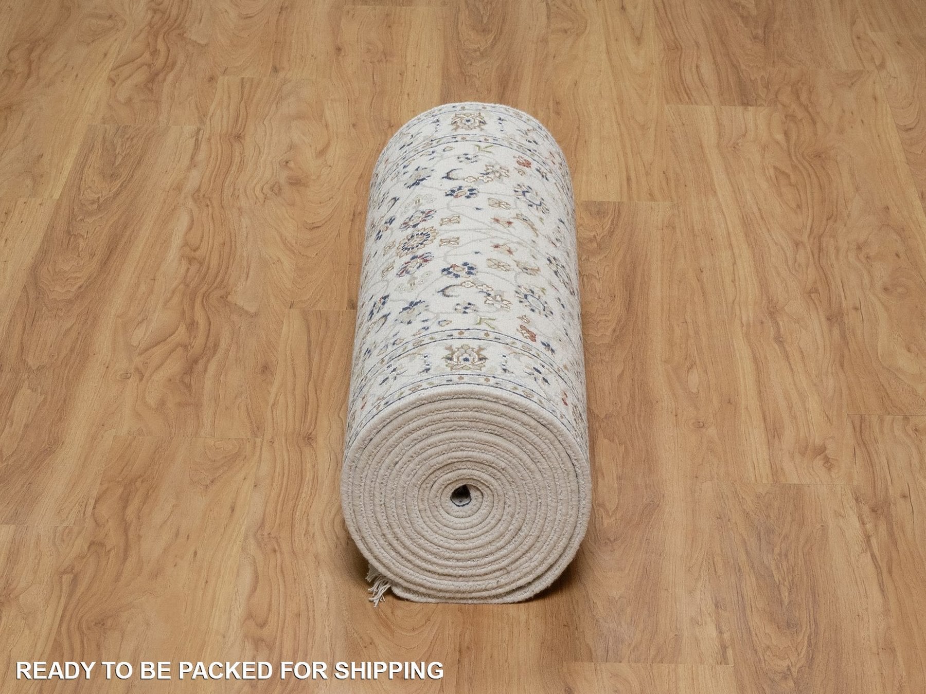 Nain Fine Oriental hand-knotted wool/silk runner in Ivory, 2'9" x 17'11" — SKU O091648 (view 6)