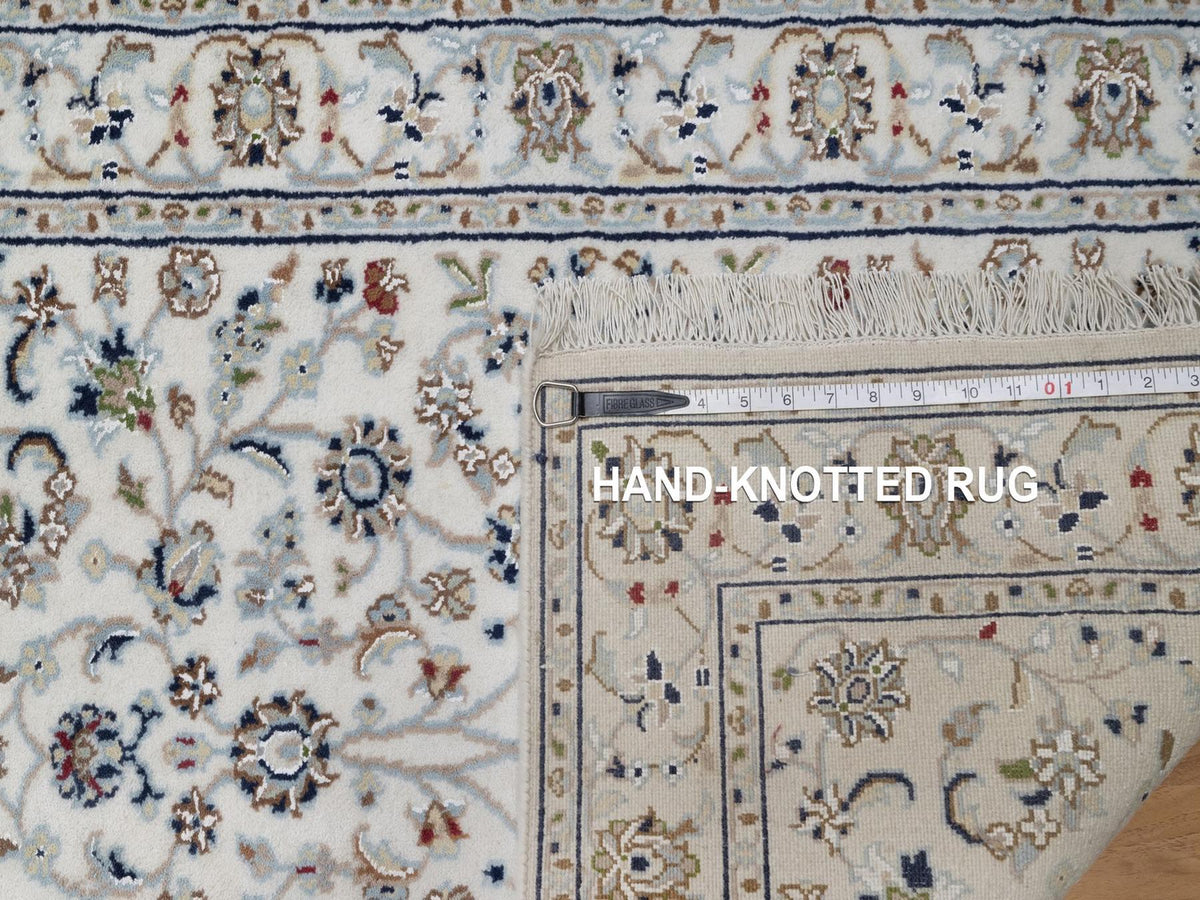 Nain Fine Oriental hand-knotted wool/silk runner in Ivory, 2'9" x 17'11" — SKU O091648 (view 8)