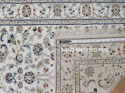 Nain Fine Oriental hand-knotted wool/silk runner in Ivory, 2'9" x 17'11" — SKU O091648 (view 8)