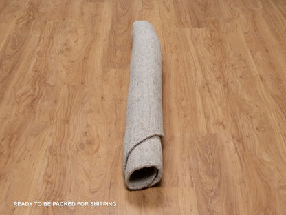 Brown 4'10" x 4'10" Modern and Contemporary Handloom Wool Rug - Sku: O091653
