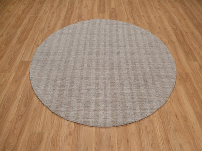 Brown 6'0" x 6'0" Modern and Contemporary Handloom Wool Rug - Sku: O091655