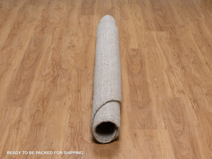 Brown 6'0" x 6'0" Modern and Contemporary Handloom Wool Rug - Sku: O091655