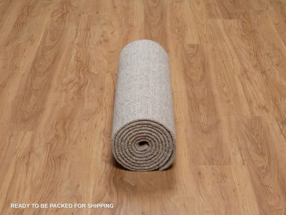 Brown 2'7" x 12'0" Modern and Contemporary Handloom Wool Rug - Sku: O091656