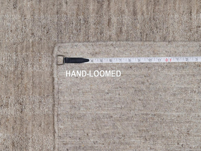 Brown 2'7" x 12'0" Modern and Contemporary Handloom Wool Rug - Sku: O091656