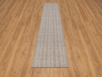 Brown 2'7" x 12'0" Modern and Contemporary Handloom Wool Rug - Sku: O091657