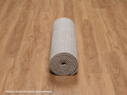 Brown 2'7" x 12'0" Modern and Contemporary Handloom Wool Rug - Sku: O091657