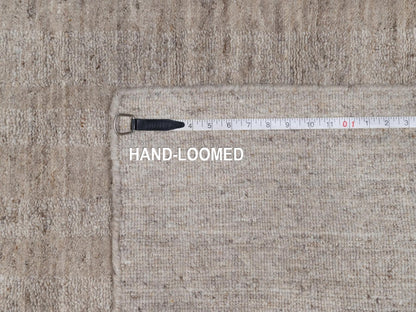 Brown 2'7" x 12'0" Modern and Contemporary Handloom Wool Rug - Sku: O091657