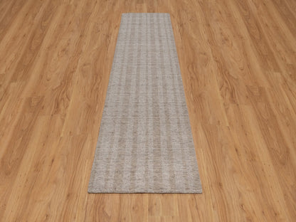 Brown 2'7" x 10'0" Modern and Contemporary Handloom Wool Rug - Sku: O091658