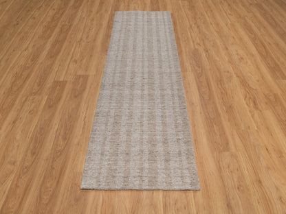 Modern / Contemporary hand-knotted wool runner in Brown, 2'7" x 8', SKU O091659 (view 2)