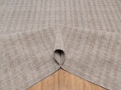 Brown 9'0" x 12'0" Modern and Contemporary Handloom Wool Rug - Sku: O091663