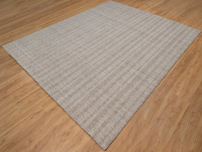 Brown 8'1" x 10'0" Modern and Contemporary Handloom Wool Rug - Sku: O091665