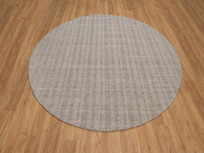 Brown 8'0" x 8'0" Modern and Contemporary Handloom Wool Rug - Sku: O091666