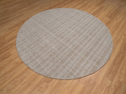 Brown 8'0" x 8'0" Modern and Contemporary Handloom Wool Rug - Sku: O091666