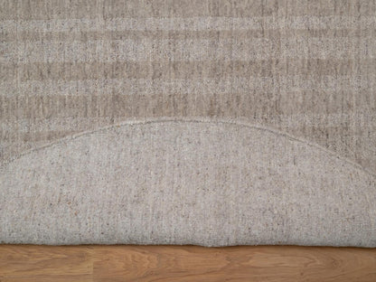 Brown 8'0" x 8'0" Modern and Contemporary Handloom Wool Rug - Sku: O091666