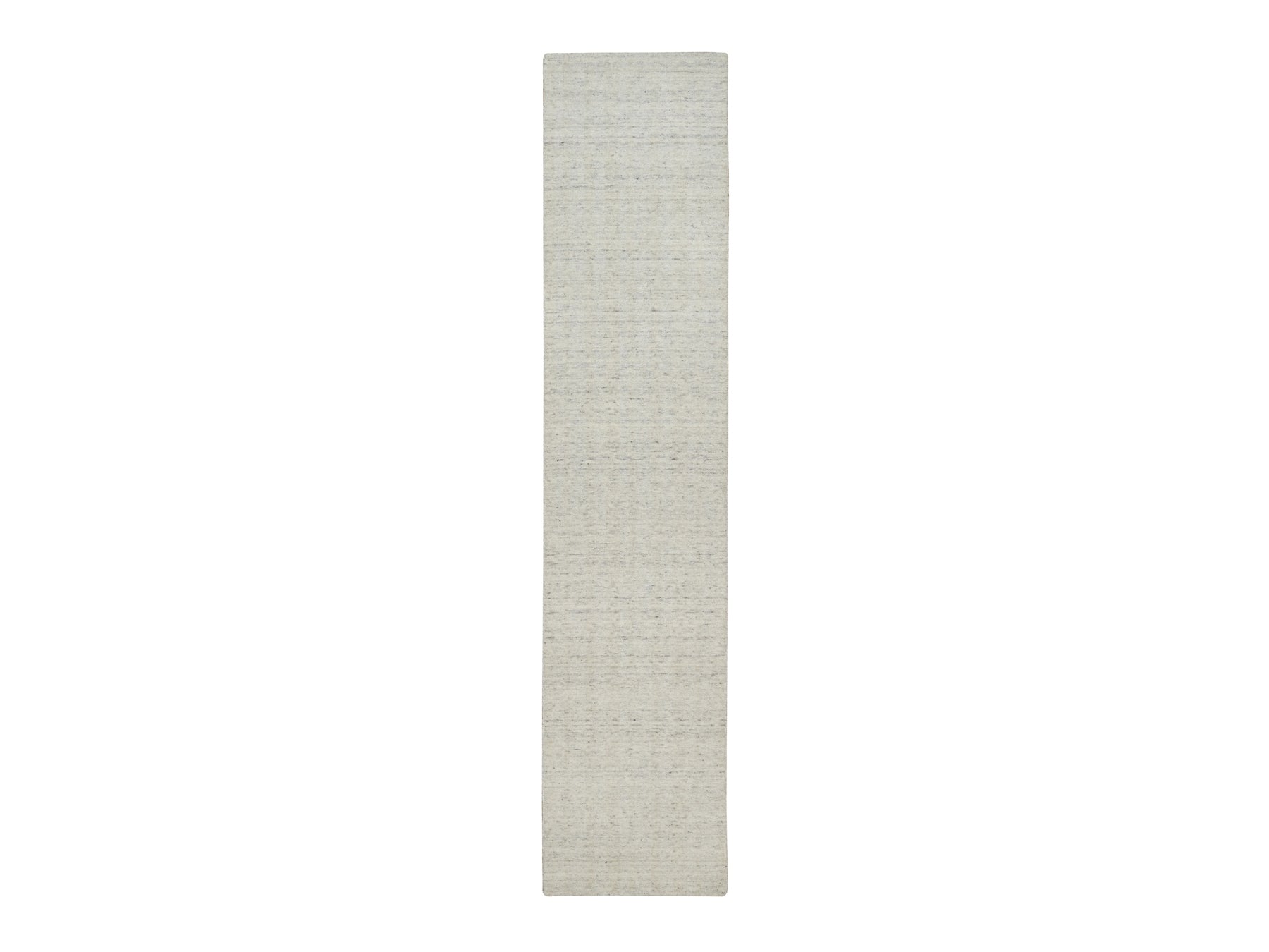 Ivory 2'6" x 12'0" Modern and Contemporary Handloom Wool Rug - Sku: O091669
