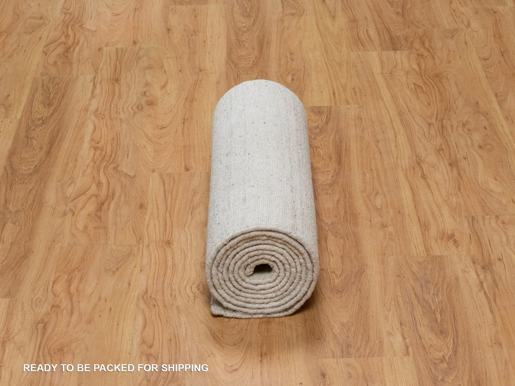 Modern / Contemporary hand-knotted wool runner in Ivory, 2'6" x 12' — SKU O091669 (view 6)