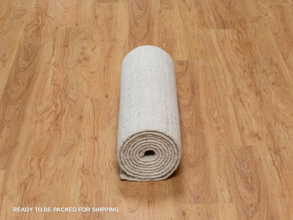 Modern / Contemporary hand-knotted wool runner in Ivory, 2'6" x 12' — SKU O091669 (view 6)