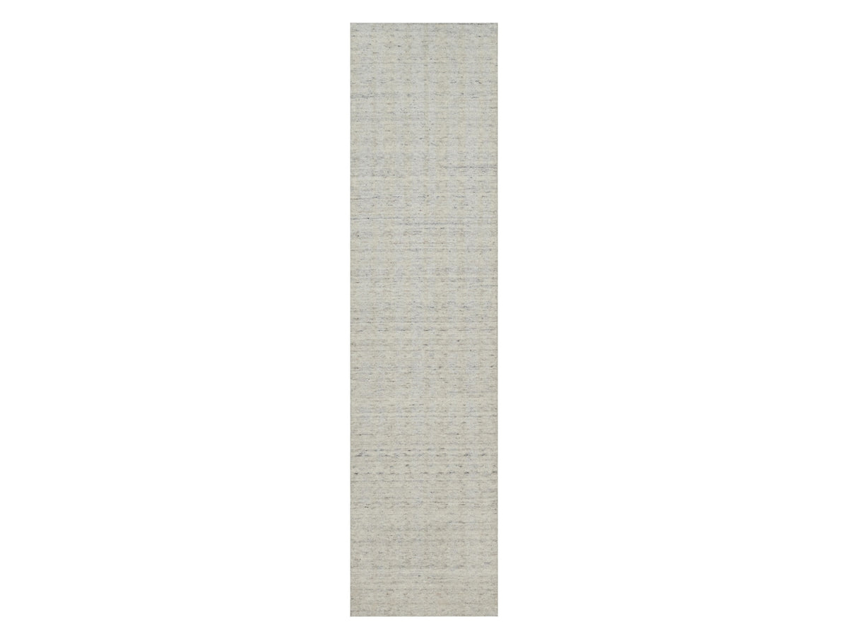 Modern / Contemporary hand-knotted wool runner in Ivory, 2'5" x 10' — SKU O091670