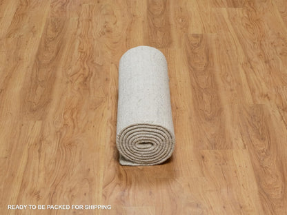 Modern / Contemporary hand-knotted wool runner in Ivory, 2'5" x 10' — SKU O091670 (view 6)