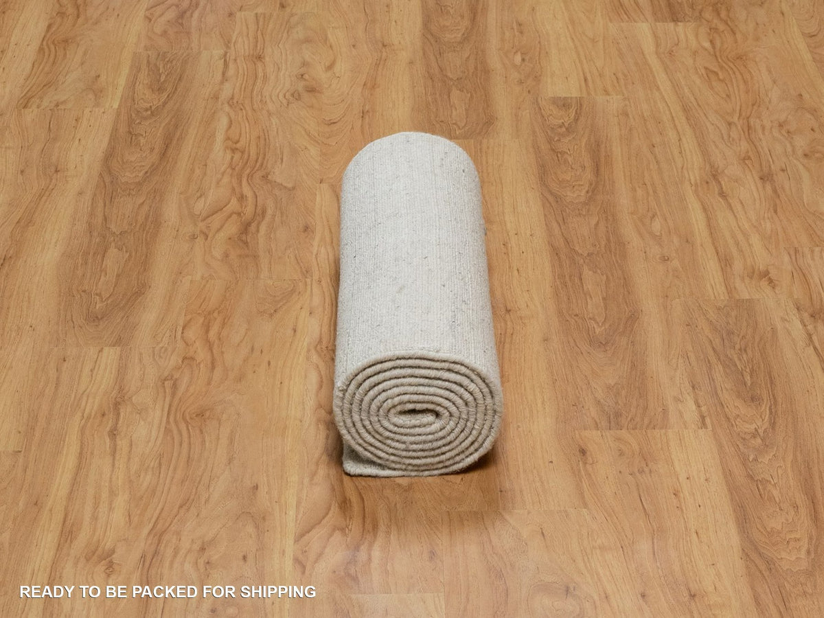 Modern / Contemporary hand-knotted wool runner in Ivory, 2'6" x 9'11" — SKU O091671 (view 6)