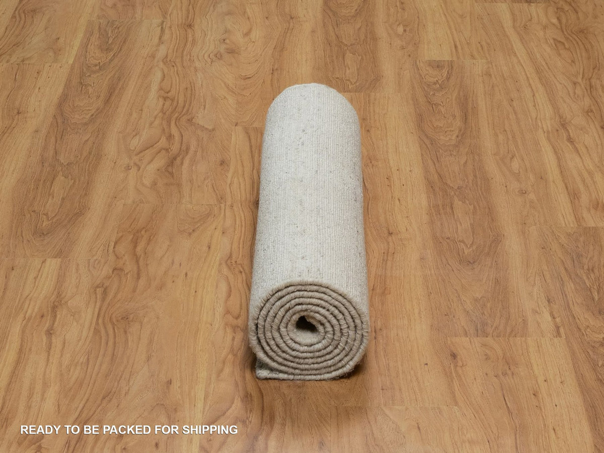Modern / Contemporary hand-knotted wool runner in Ivory, 2'8" x 8' — SKU O091672 (view 6)