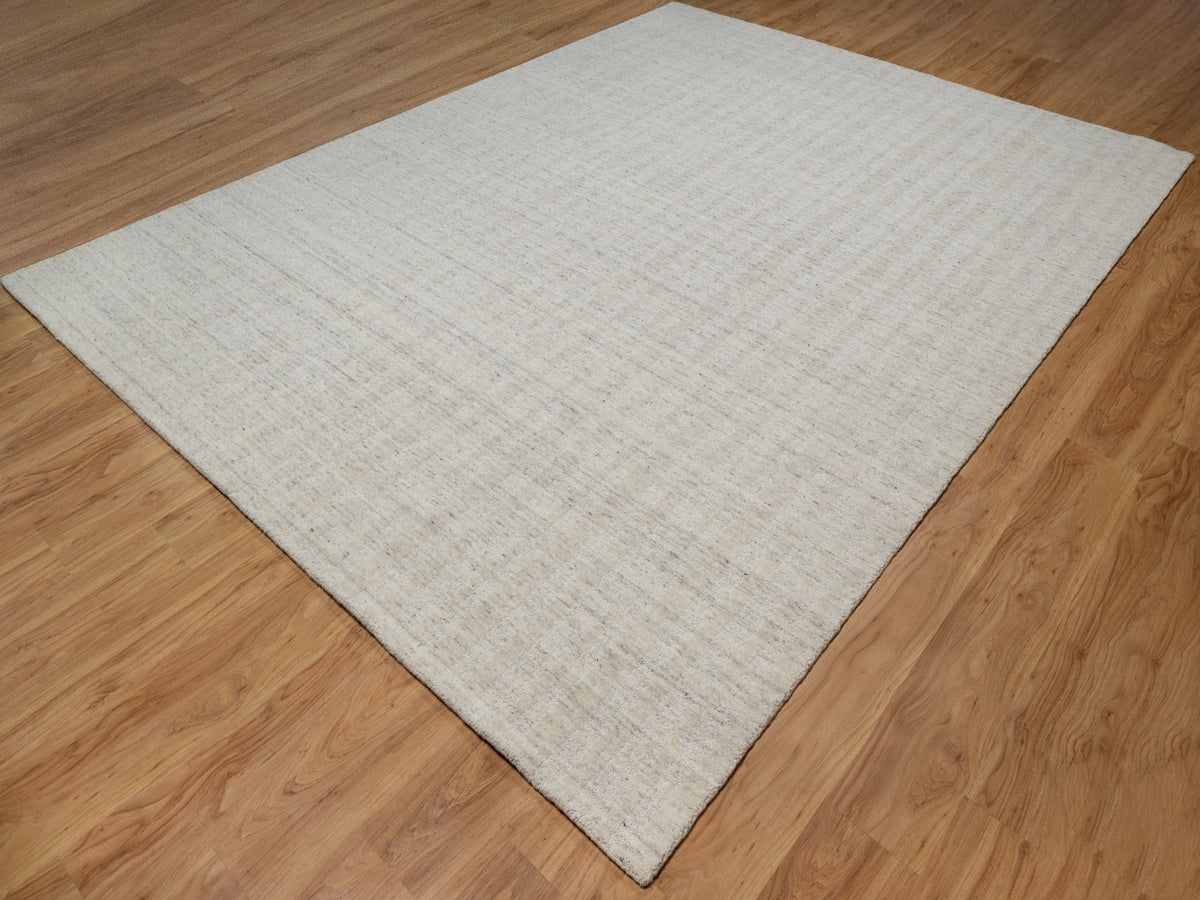 Modern / Contemporary hand-knotted wool rug in Ivory, 8'11" x 12' — SKU O091673 (view 3)