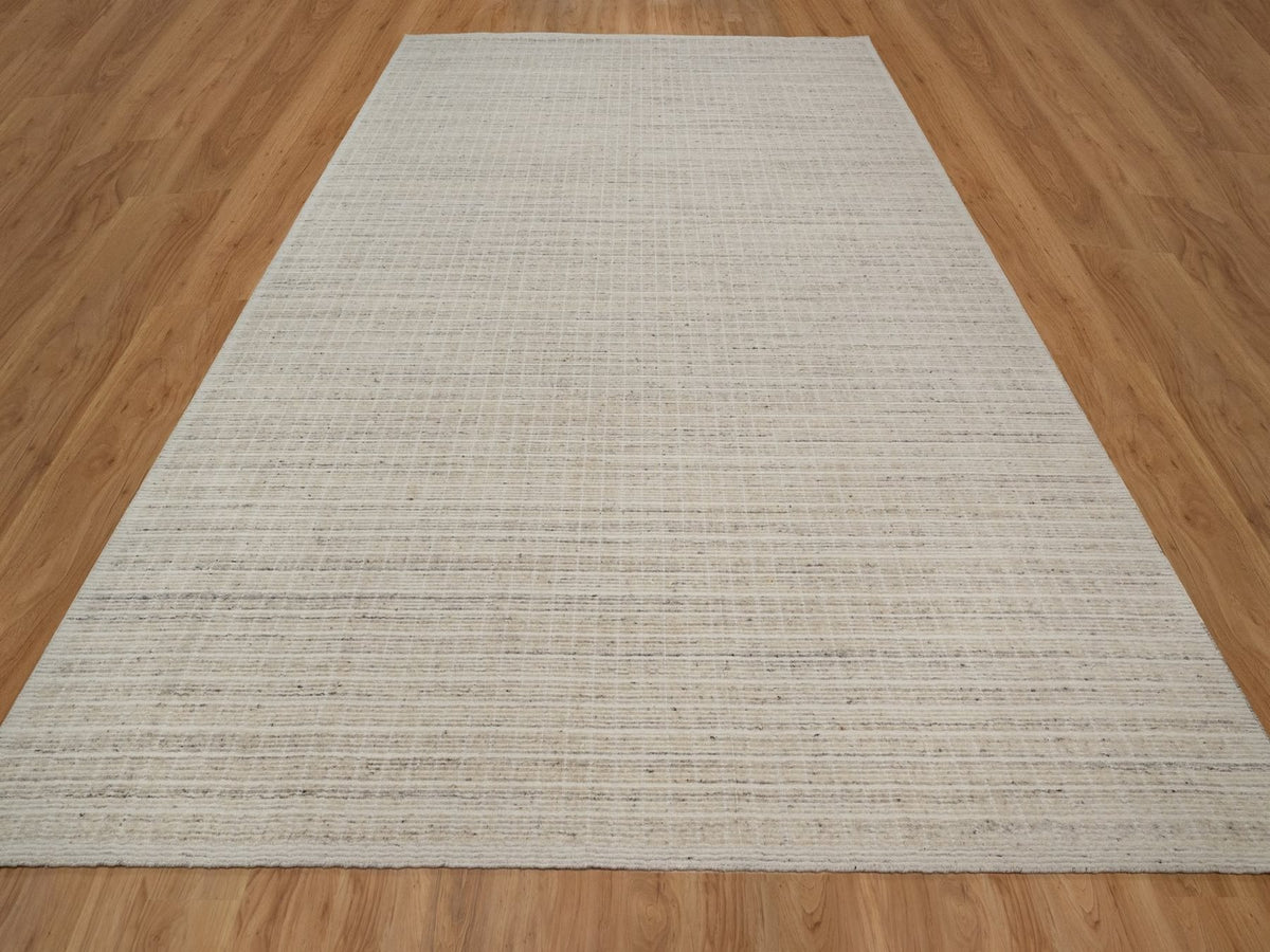 Modern / Contemporary hand-knotted wool rug in Ivory, 10'1" x 14' — SKU O091684 (view 2)