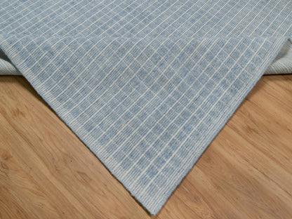 Blue 9'1" x 12'0" Modern and Contemporary Handloom Wool Rug - Sku: O091687