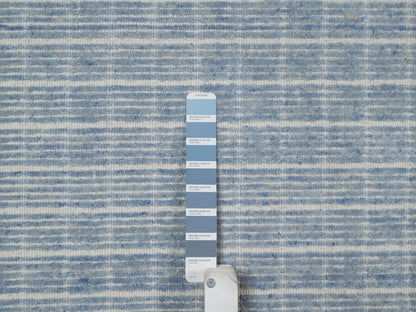 Blue 10'1" x 13'11" Modern and Contemporary Handloom Wool Rug - Sku: O091688