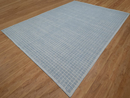 Blue 10'0" x 13'11" Modern and Contemporary Handloom Wool Rug - Sku: O091689