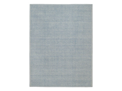 Blue 9'0" x 12'0" Modern and Contemporary Handloom Wool Rug - Sku: O091690