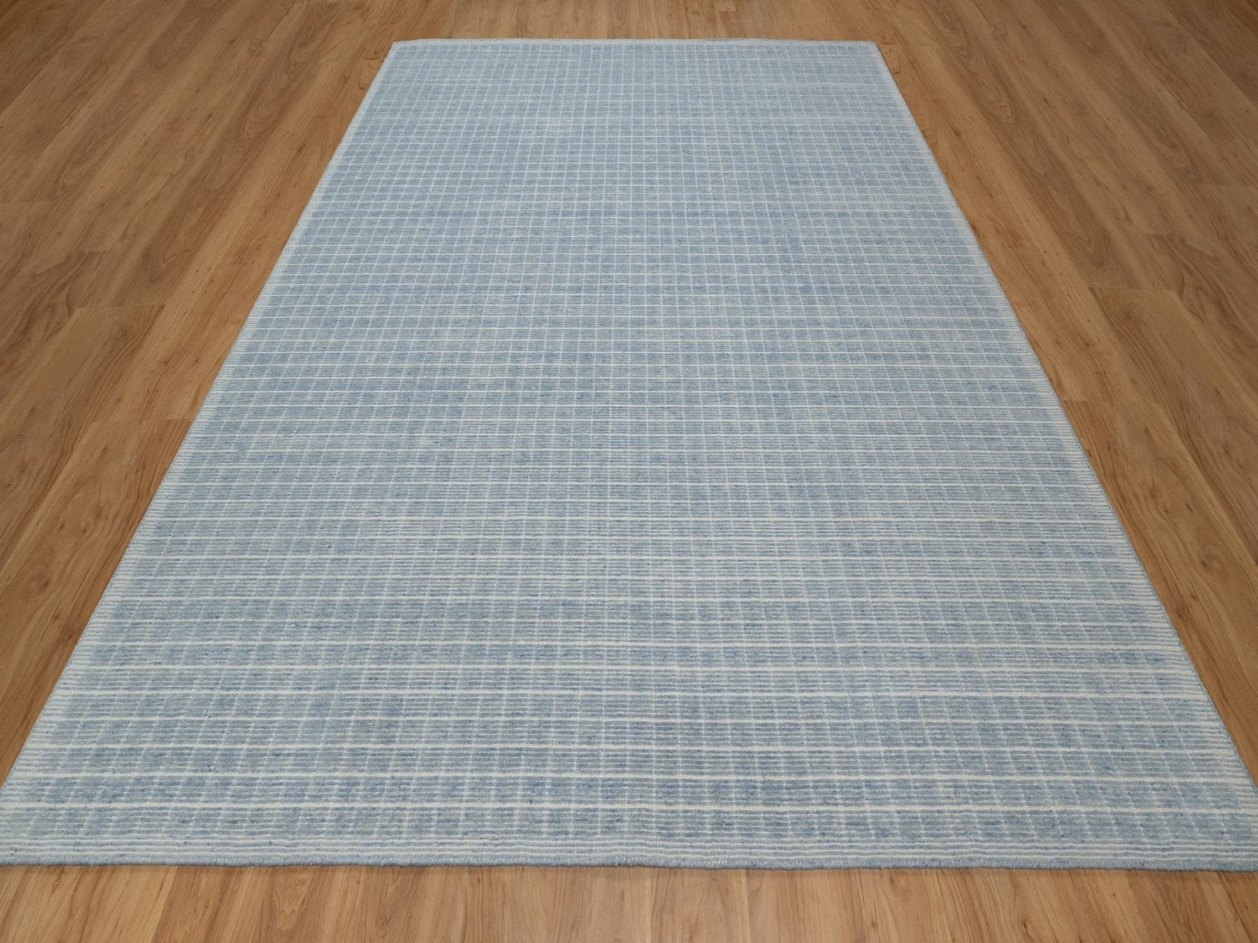 Blue 9'0" x 12'0" Modern and Contemporary Handloom Wool Rug - Sku: O091690