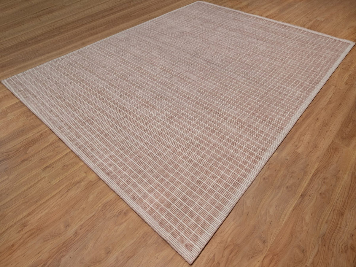Modern / Contemporary hand-knotted wool rug in Pink, 9'1" x 12' — SKU O091697 (view 3)