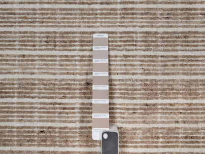 Brown 9'0" x 12'0" Modern and Contemporary Handloom Wool Rug - Sku: O091708