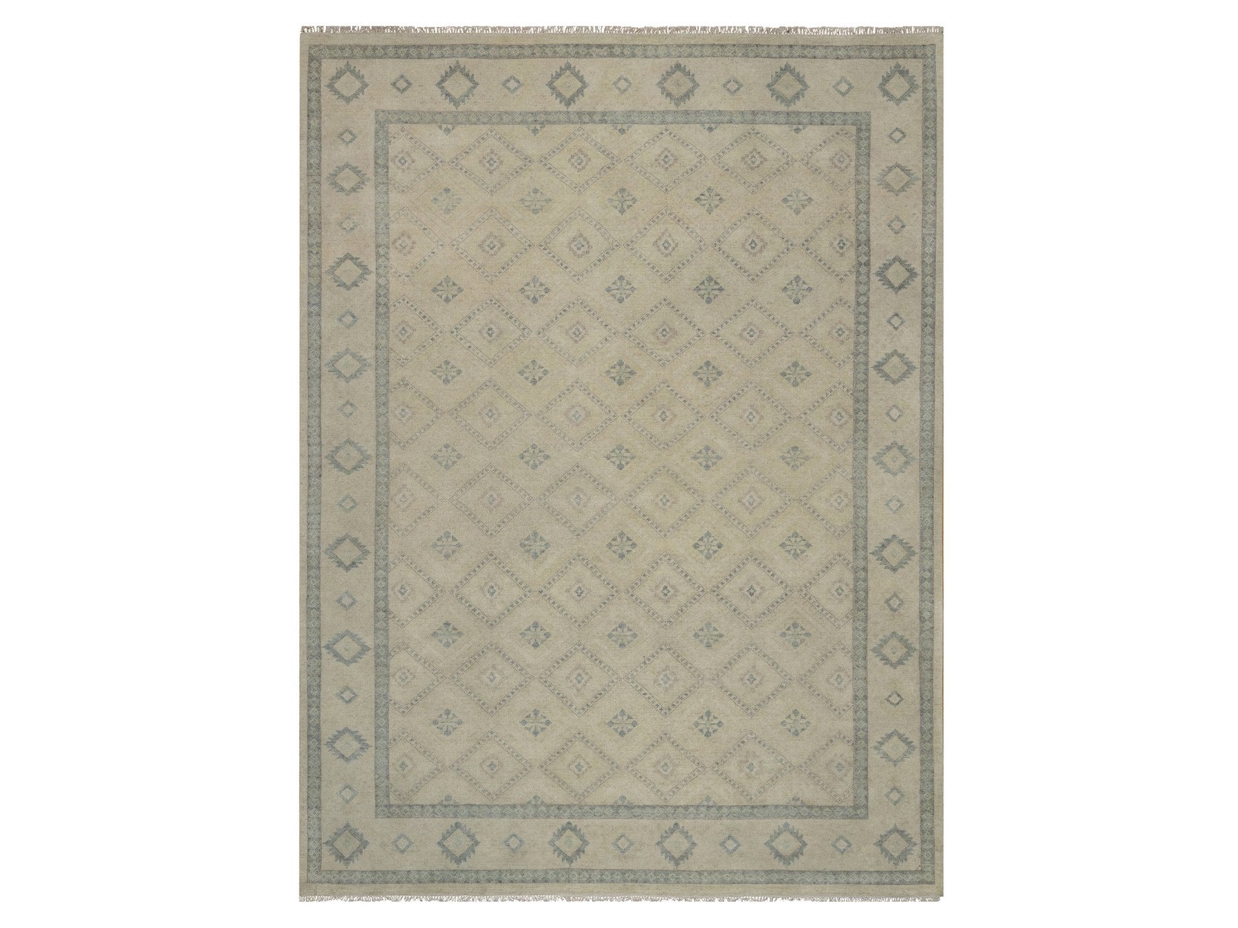 Tribal Tribal & Geometric hand-knotted wool rug in Ivory, 9' x 12' — SKU O091720