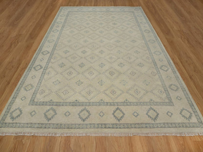 Tribal Tribal & Geometric hand-knotted wool rug in Ivory, 9' x 12' — SKU O091720 (view 2)