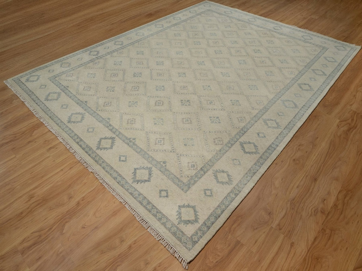 Tribal Tribal & Geometric hand-knotted wool rug in Ivory, 9' x 12' — SKU O091720 (view 3)