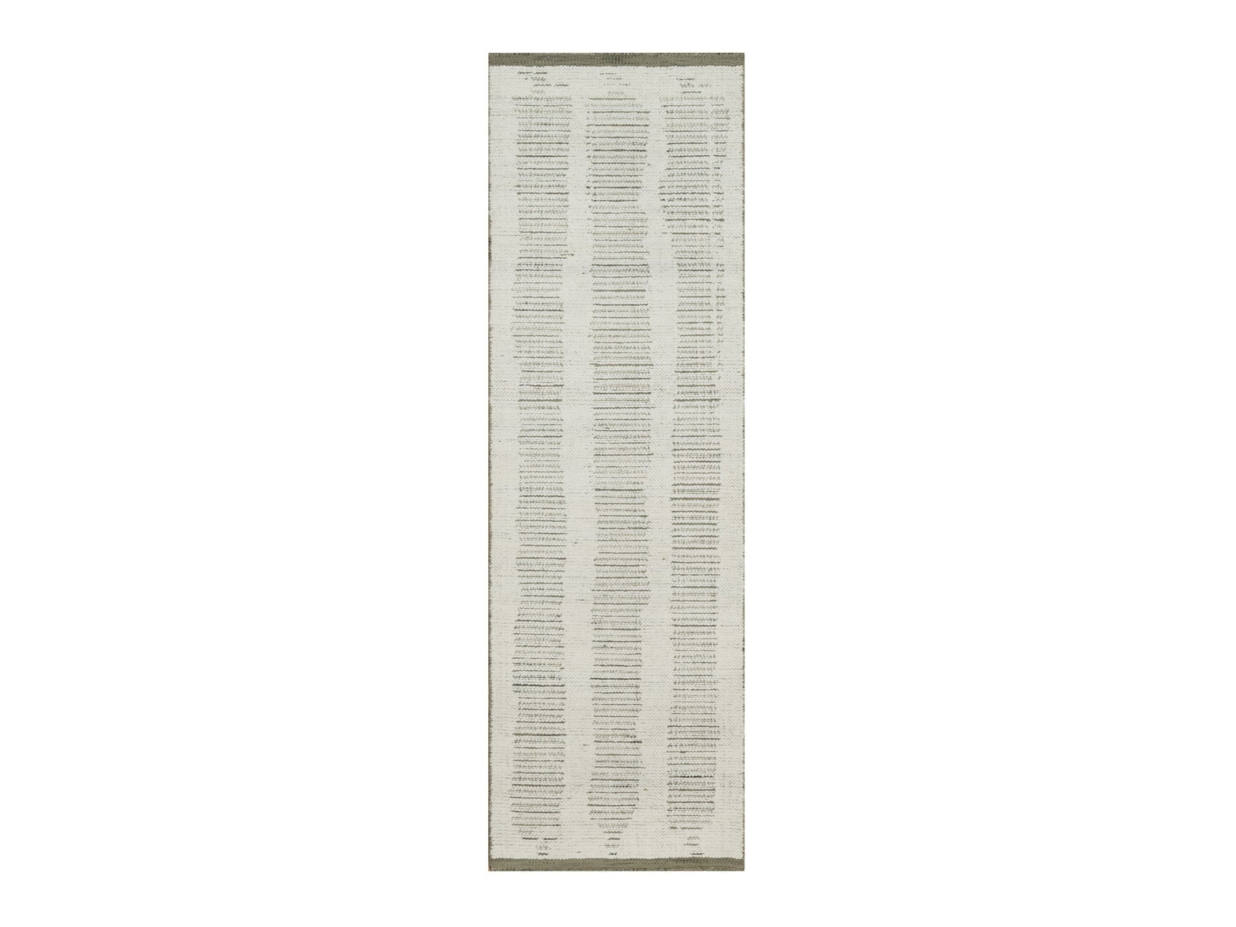 Ivory 2'5" x 7'11" Modern and Contemporary Hand woven Wool Rug - Sku: O091723