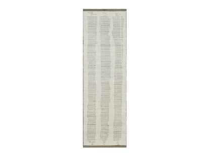 Modern / Contemporary hand-knotted wool runner in Ivory, 2'5" x 7'11" — SKU O091723