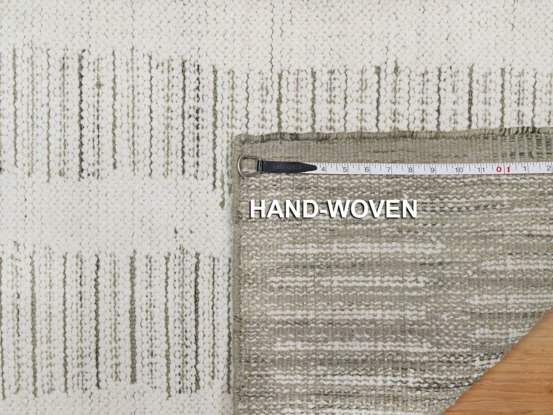 Modern / Contemporary hand-knotted wool runner in Ivory, 2'5" x 7'11" — SKU O091723 (view 8)