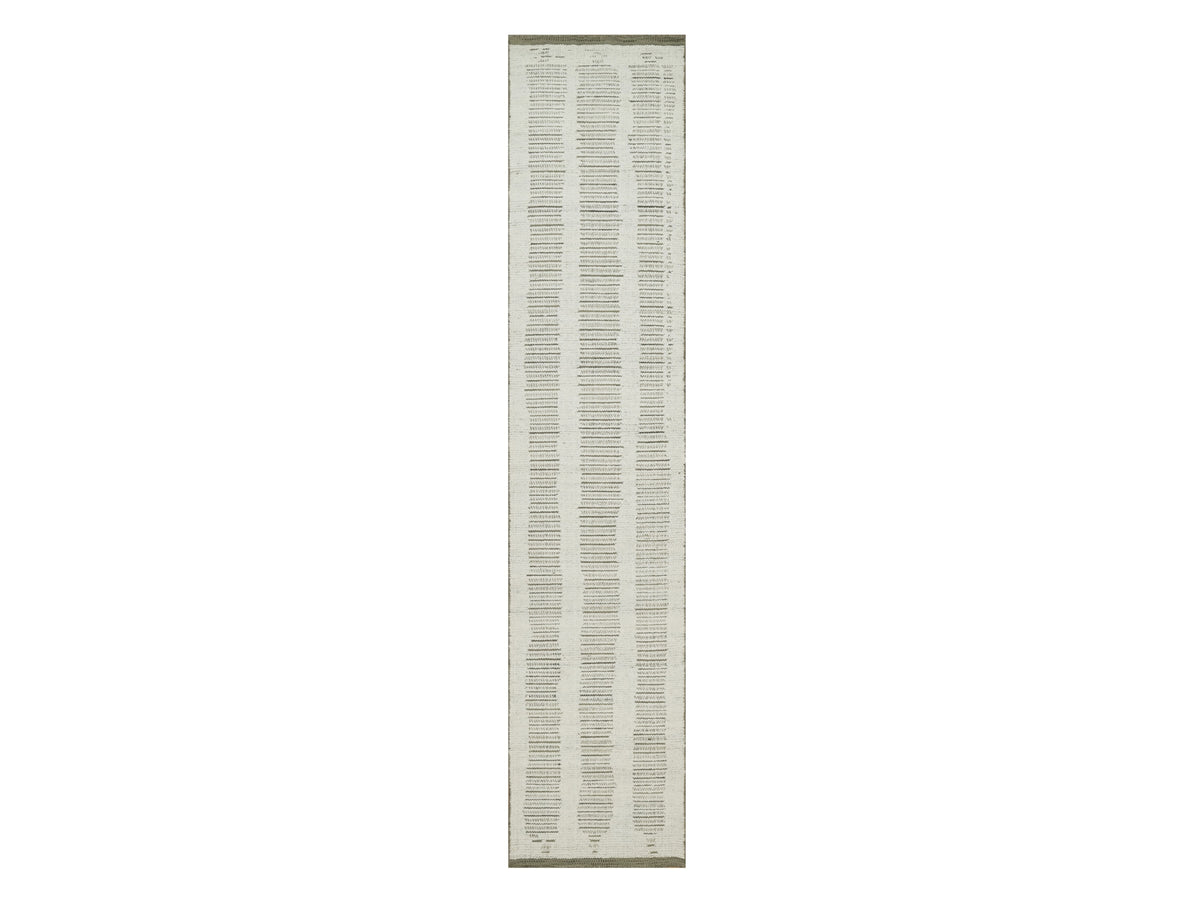 Modern / Contemporary hand-knotted wool runner in Ivory, 2'6" x 11'10" — SKU O091724