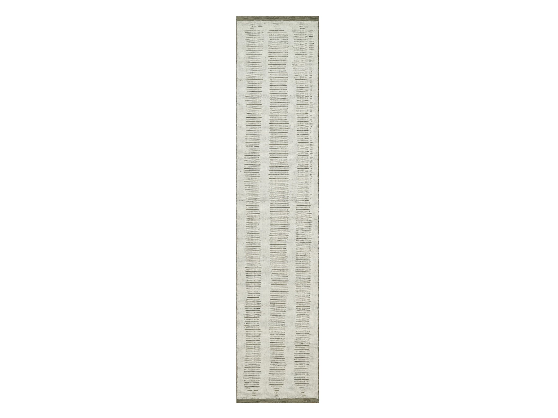 Modern / Contemporary hand-knotted wool runner in Ivory, 2'6" x 11'10" — SKU O091724