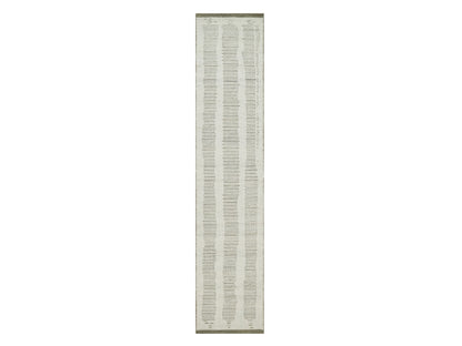 Modern / Contemporary hand-knotted wool runner in Ivory, 2'6" x 11'10" — SKU O091724