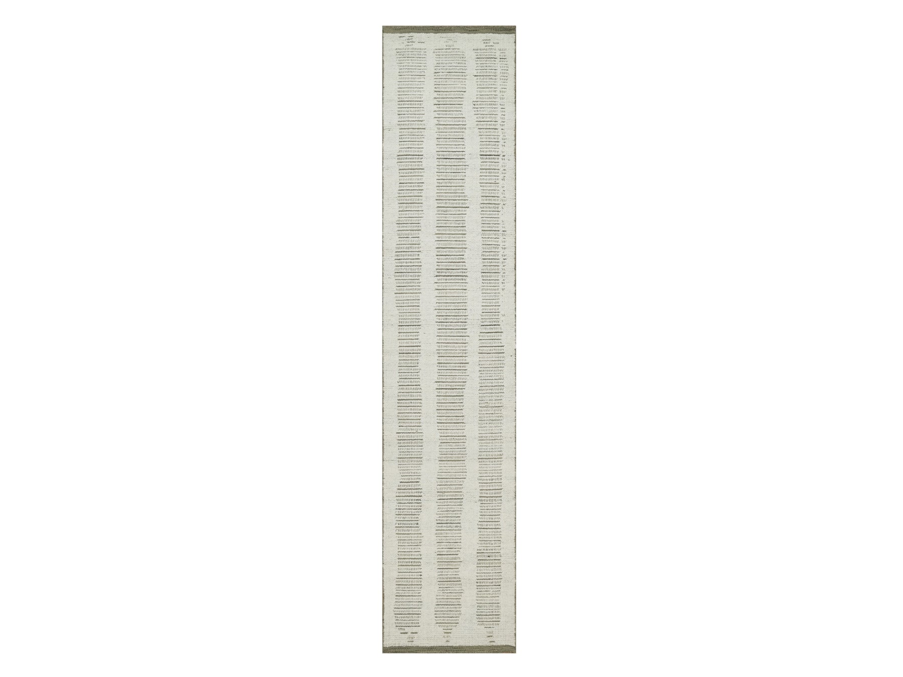 Ivory 2'6" x 11'10" Modern and Contemporary Hand woven Wool Rug - Sku: O091725